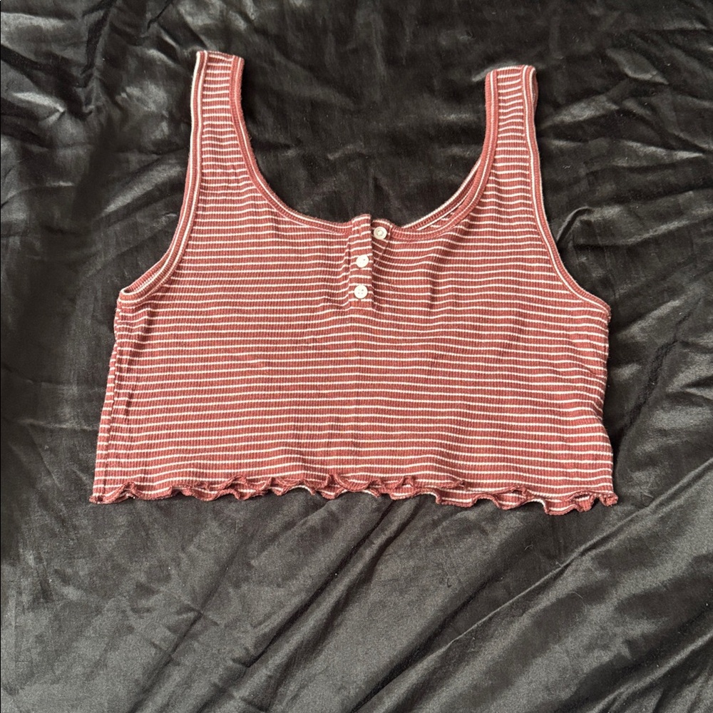 American Eagle Outfitters Striped Red Crop Top